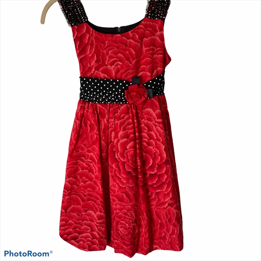 Bonnie Jean Red and Black Dress Holiday Size 8